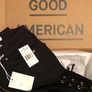 NWT Good American Lace Up Black Jeans - never worn